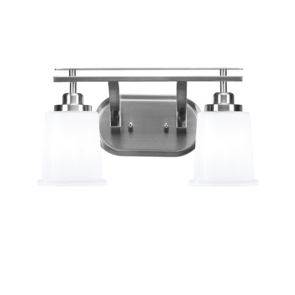 Toltec Odyssey 2-Light Bath Bar | Brushed Nickel and White Opal Glass | Bathroom & Powder Room Vanity Light | 7.5 x 8.75 in | Model 2612-BN-5031