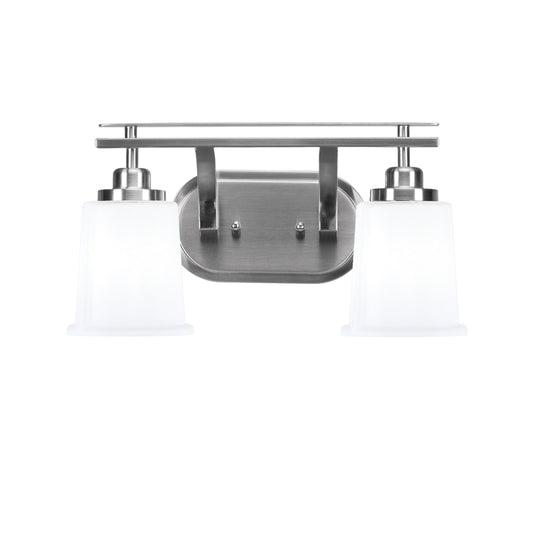 Toltec Odyssey 2-Light Bath Bar | Brushed Nickel and White Opal Glass | Bathroom & Powder Room Vanity Light | 7.5 x 8.75 in | Model 2612-BN-5031