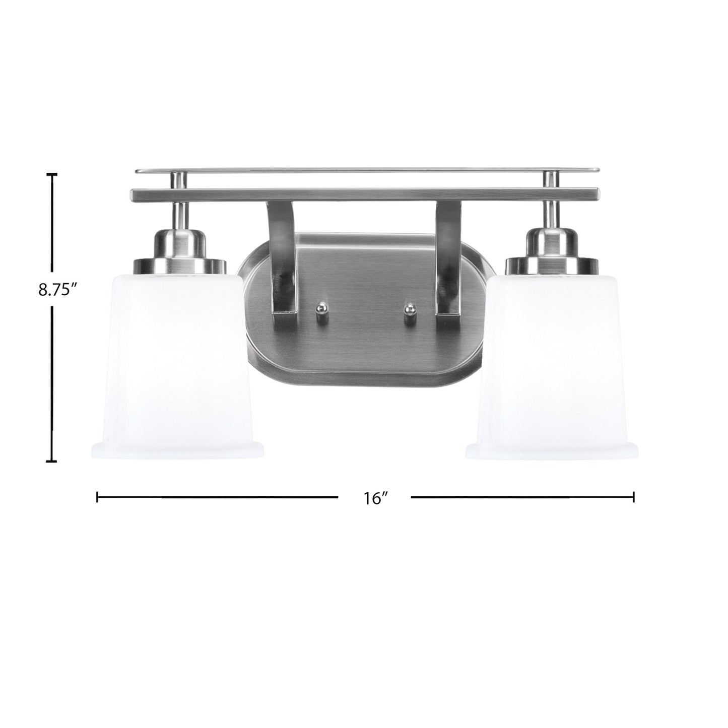 Toltec Odyssey 2-Light Bath Bar | Brushed Nickel and White Opal Glass | Bathroom & Powder Room Vanity Light | 7.5 x 8.75 in | Model 2612-BN-5031