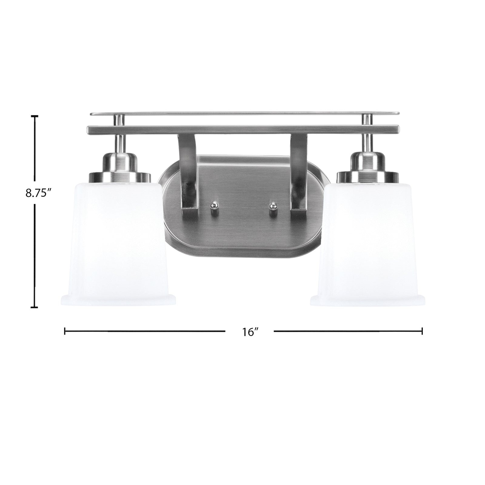 Toltec Odyssey 2-Light Bath Bar | Brushed Nickel and White Opal Glass | Bathroom & Powder Room Vanity Light | 7.5 x 8.75 in | Model 2612-BN-5031