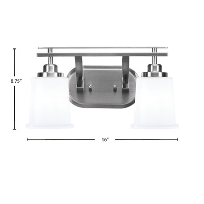 Toltec Odyssey 2-Light Bath Bar | Brushed Nickel and White Opal Glass | Bathroom & Powder Room Vanity Light | 7.5 x 8.75 in | Model 2612-BN-5031