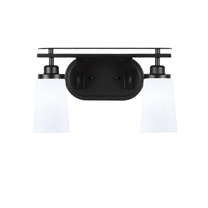 Toltec Odyssey 2-Light Bath Bar | Modern Matte Black and White Opal Glass | Bathroom Vanity & Powder Room | 7.25 x 9.75 in | Model 2612-MB-261