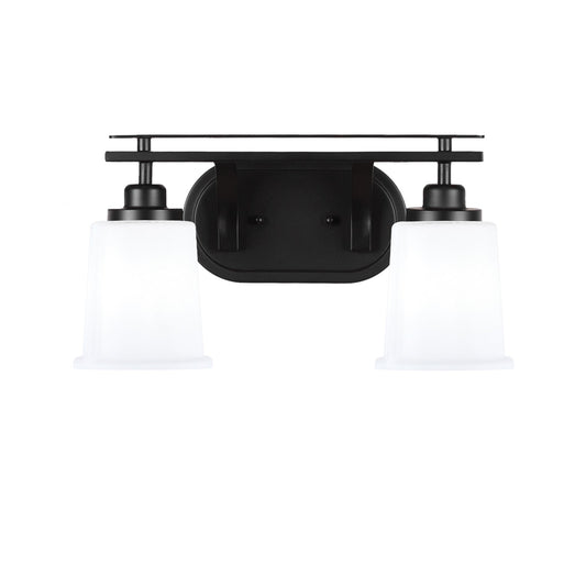 Toltec Odyssey 2-Light Bath Bar | Modern Matte Black Steel and White Opal Glass | Bathroom Vanity & Powder Room | 7.5 x 9.75 in | Model 2612-MB-5031