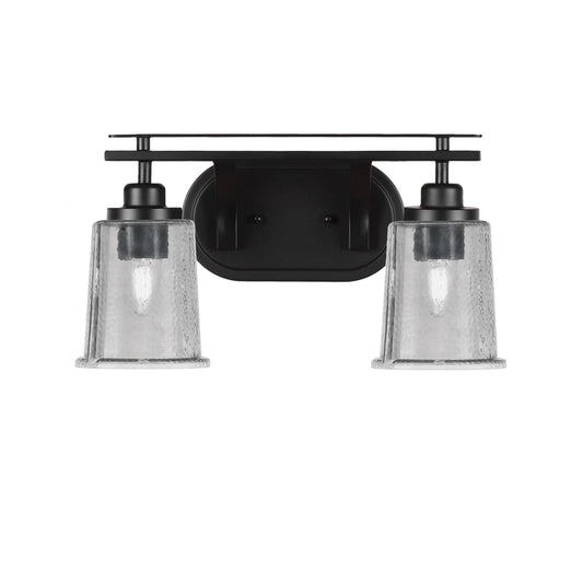 Toltec Odyssey 2-Light Bath Bar | Modern Matte Black Steel and Smoke Bubble Glass | Bathroom Vanity & Powder Room | 7.5 x 8.75 in | Model 2612-MB-5032