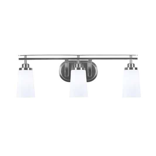 Toltec Odyssey 3-Light Bath Bar | Brushed Nickel and White Opal Glass | Bathroom Vanity Light | 7.25 x 9.75 in | Model 2613-BN-261