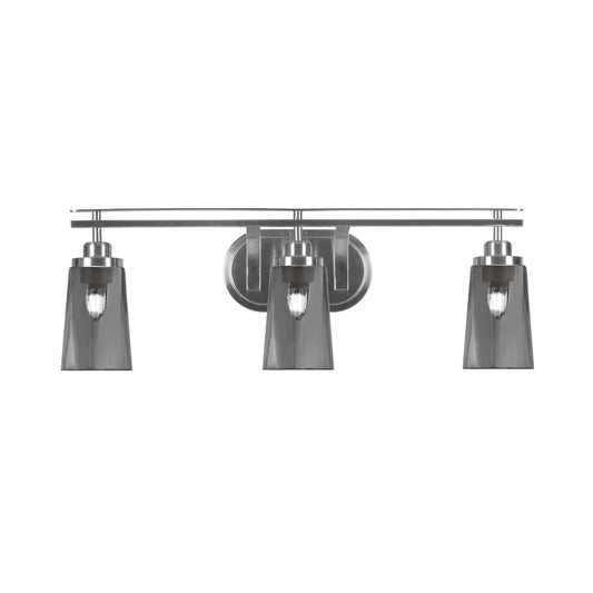Toltec Odyssey 3-Light Bath Bar | Brushed Nickel and Smoke Bubble Glass | Bathroom Vanity Light | 7.25 x 9.75 in | Model 2613-BN-262