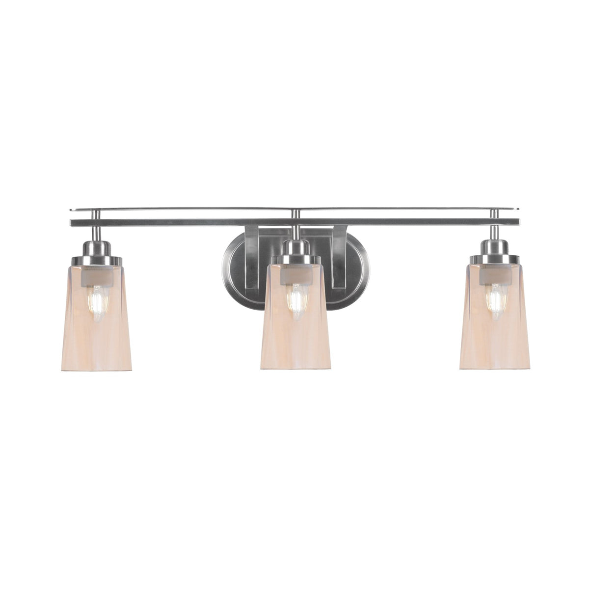 Toltec Odyssey 3-Light Bath Bar | Brushed Nickel and Amber Gradient Glass | Bathroom Vanity Light | 7.25 x 9.75 in | Model 2613-BN-263