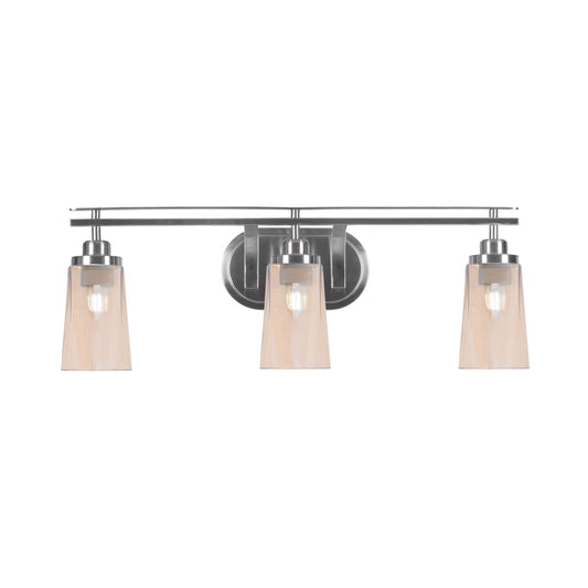 Toltec Odyssey 3-Light Bath Bar | Brushed Nickel and Amber Gradient Glass | Bathroom Vanity Light | 7.25 x 9.75 in | Model 2613-BN-263