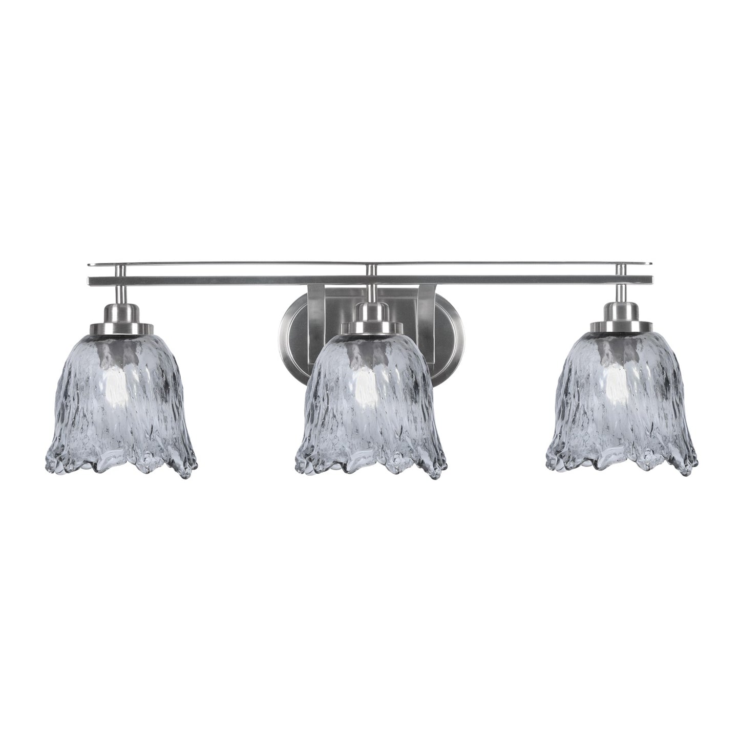 Toltec Odyssey 3-Light Bath Bar | Modern Brushed Nickel Steel and Smoke Textured Glass | Bathroom Vanity & Powder Room | 8 x 9.75 in | Model 2613-BN-4232