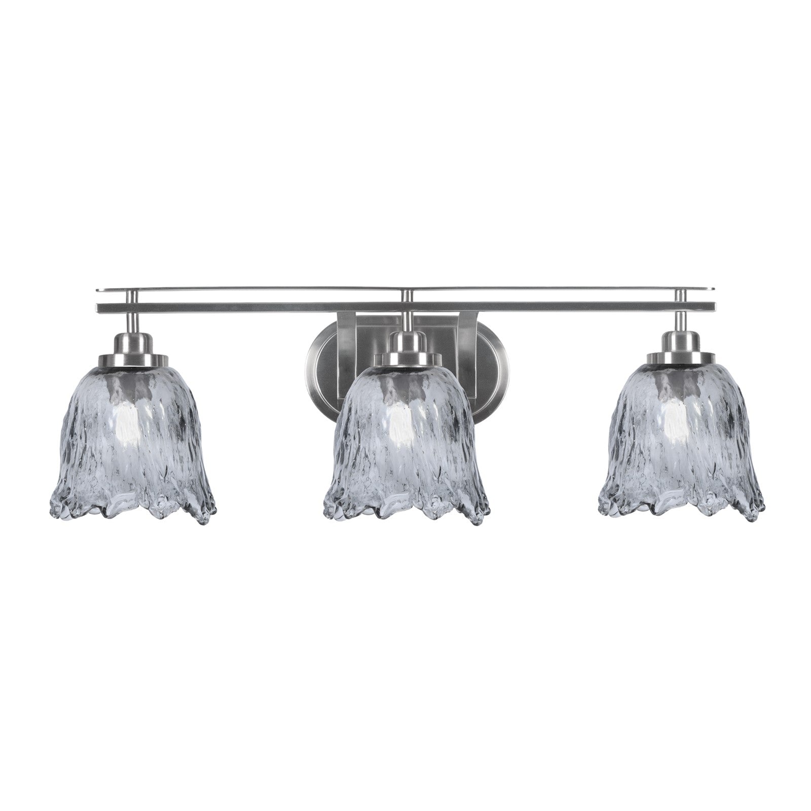 Toltec Odyssey 3-Light Bath Bar | Modern Brushed Nickel Steel and Smoke Textured Glass | Bathroom Vanity & Powder Room | 8 x 9.75 in | Model 2613-BN-4232