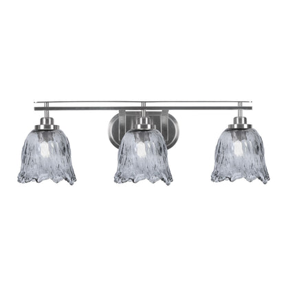 Toltec Odyssey 3-Light Bath Bar | Modern Brushed Nickel Steel and Smoke Textured Glass | Bathroom Vanity & Powder Room | 8 x 9.75 in | Model 2613-BN-4232