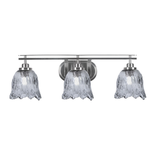 Toltec Odyssey 3-Light Bath Bar | Modern Brushed Nickel Steel and Smoke Textured Glass | Bathroom Vanity & Powder Room | 8 x 9.75 in | Model 2613-BN-4232