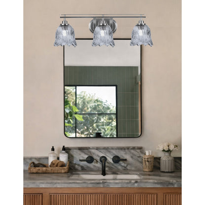 Toltec Odyssey 3-Light Bath Bar | Modern Brushed Nickel Steel and Smoke Textured Glass | Bathroom Vanity & Powder Room | 8 x 9.75 in | Model 2613-BN-4232