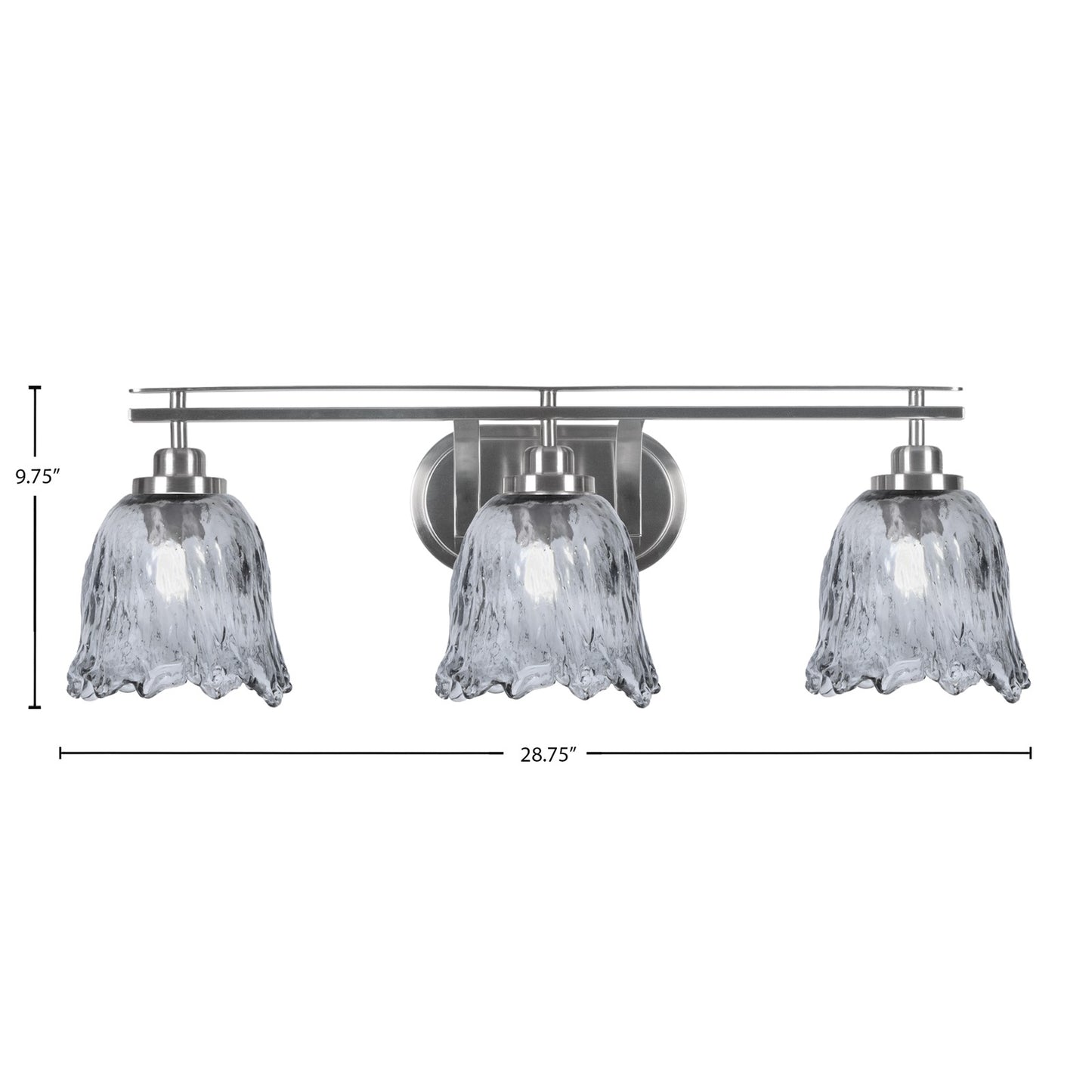 Toltec Odyssey 3-Light Bath Bar | Modern Brushed Nickel Steel and Smoke Textured Glass | Bathroom Vanity & Powder Room | 8 x 9.75 in | Model 2613-BN-4232