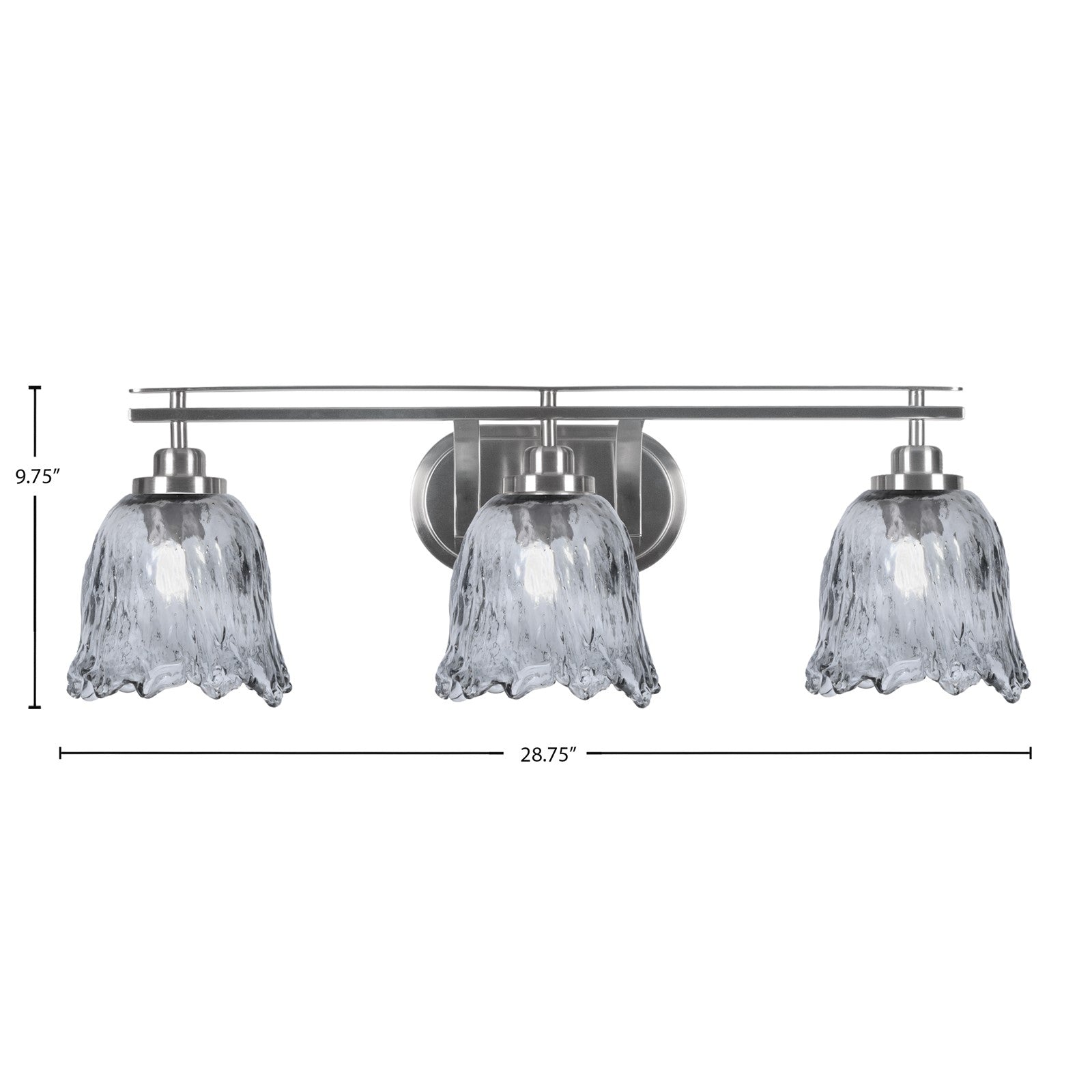Toltec Odyssey 3-Light Bath Bar | Modern Brushed Nickel Steel and Smoke Textured Glass | Bathroom Vanity & Powder Room | 8 x 9.75 in | Model 2613-BN-4232
