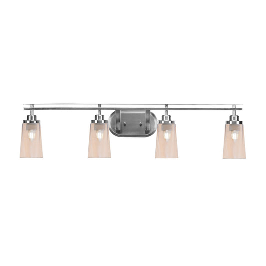 Toltec Odyssey 4-Light Bath Bar | Brushed Nickel and Amber Gradient Glass | Bathroom Vanity & Double Sink | 7.25 x 9.75 in | Model 2614-BN-263