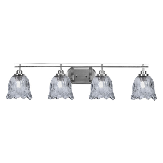 Toltec Odyssey 4-Light Bath Bar | Modern Brushed Nickel and Smoke Lava Glass | Bathroom & Powder Room Vanity Light | 8 x 9.75 in | Model 2614-BN-4232