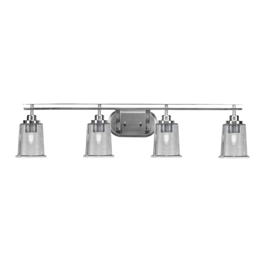 Toltec Odyssey 4-Light Bath Bar | Brushed Nickel and Smoke Bubble Glass | Bathroom Vanity & Double Sink | 7.5 x 8.75 in | Model 2614-BN-5032