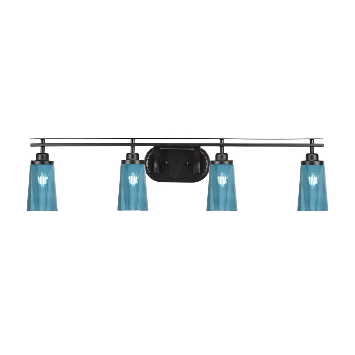 Toltec Odyssey 4-Light Bath Bar | Modern Matte Black Steel and Blue Gradient Glass | Bathroom Vanity & Powder Room | 7.25 x 9.75 in | Model 2614-MB-265