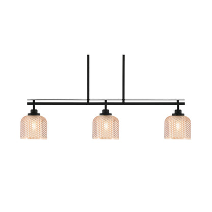 Toltec Odyssey 37.75in 3-Light Island Light | Modern Matte Black Steel and Amber Textured Glass | Kitchen Island & Dining Room | 37.75 x 6 x 8.5 in | Model 2636-MB-4613