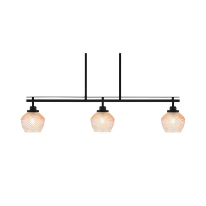 Toltec Odyssey 38in 3-Light Island Light | Modern Matte Black Steel and Amber Textured Glass | Kitchen Island & Dining Room | 38 x 6 x 8.5 in | Model 2636-MB-4623