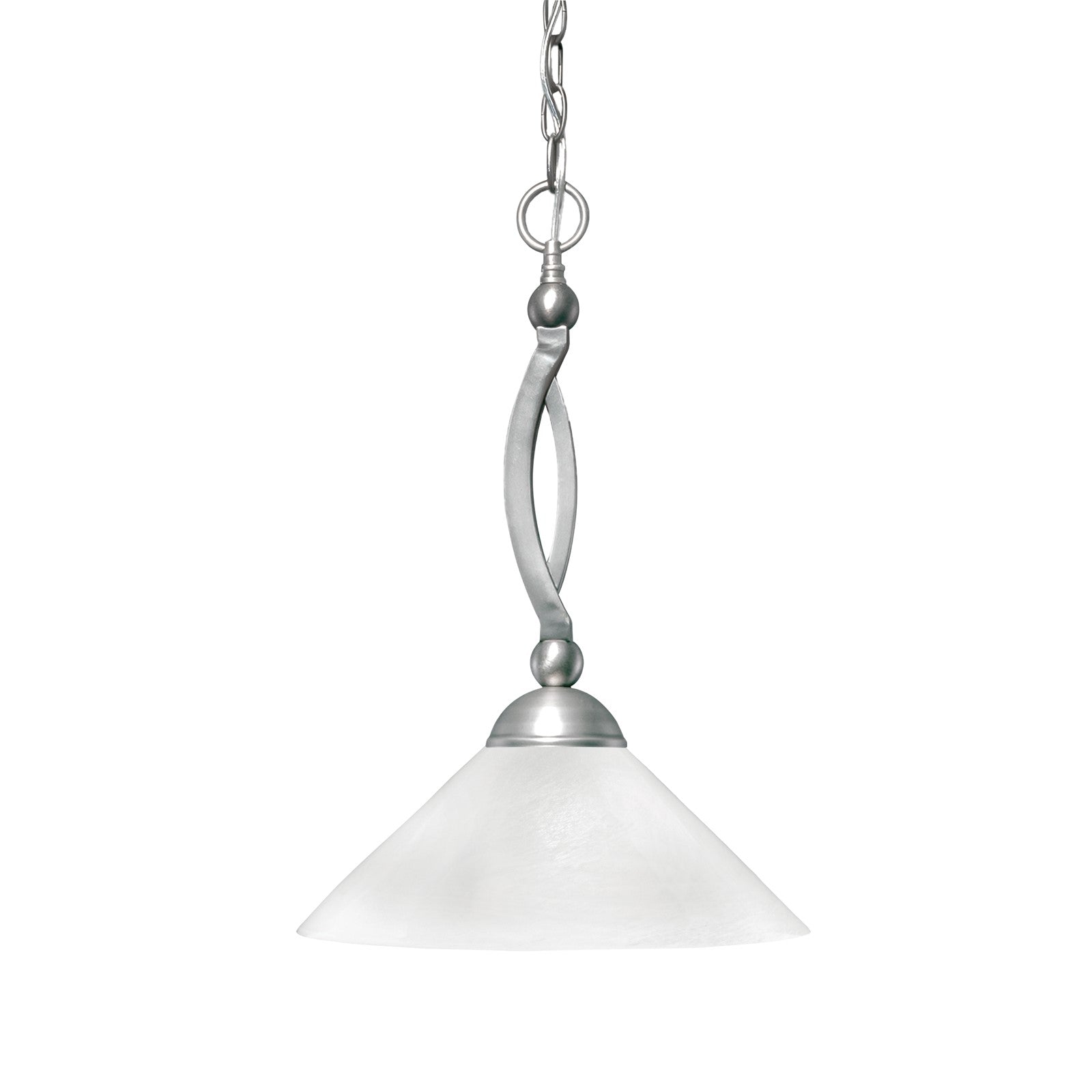 Toltec Bow 16in 1-Light Pendant | Modern Brushed Nickel and White Marble Glass | Kitchen Island & Dining Room | 16 x 16 x 20 in | Model 271-BN-2161