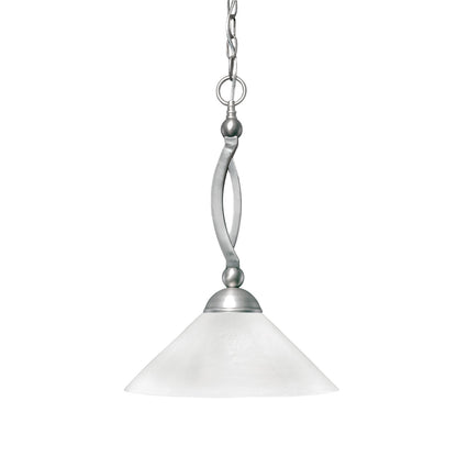Toltec Bow 16in 1-Light Pendant | Modern Brushed Nickel and White Marble Glass | Kitchen Island & Dining Room | 16 x 16 x 20 in | Model 271-BN-2161