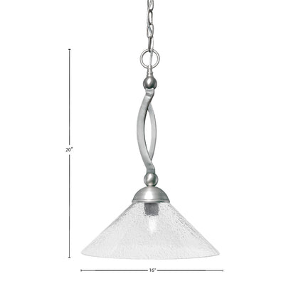 Toltec Bow 16in 1-Light Pendant | Brushed Nickel Steel and Smoke Bubble Glass | Kitchen Island & Dining Room | 16 x 16 x 20 in | Model 271-BN-2162