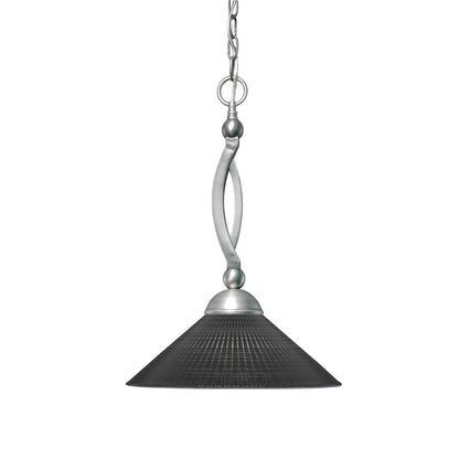 Toltec Bow 16in 1-Light Pendant | Brushed Nickel Steel and Black Matrix Glass | Kitchen Island & Dining Room | 16 x 16 x 19.25 in | Model 271-BN-4019