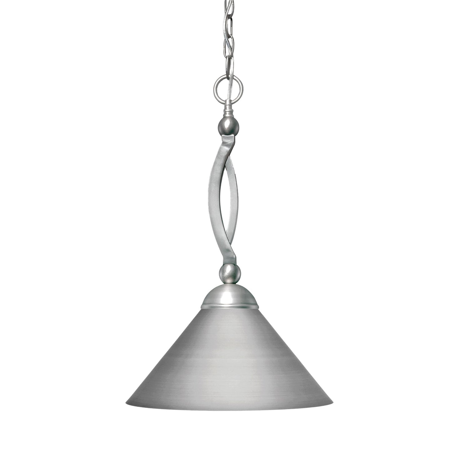 Toltec Bow 16in 1-Light Pendant | Brushed Nickel Steel and Brushed Nickel Cone Metal Shade | Kitchen Island & Dining Room | 16 x 20.5 in | Model 271-BN-420-BN
