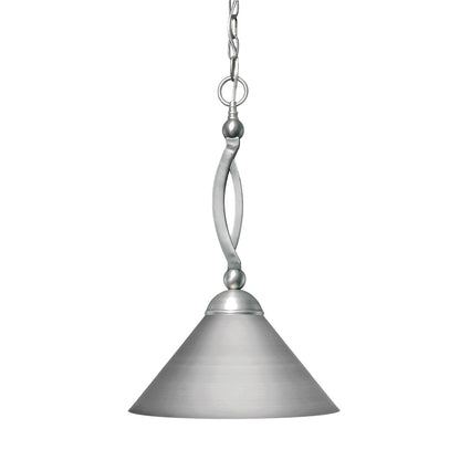 Toltec Bow 16in 1-Light Pendant | Brushed Nickel Steel and Brushed Nickel Cone Metal Shade | Kitchen Island & Dining Room | 16 x 20.5 in | Model 271-BN-420-BN