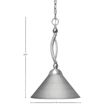 Toltec Bow 16in 1-Light Pendant | Brushed Nickel Steel and Brushed Nickel Cone Metal Shade | Kitchen Island & Dining Room | 16 x 20.5 in | Model 271-BN-420-BN