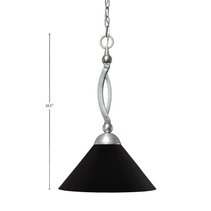 Toltec Bow 16in 1-Light Pendant | Brushed Nickel Steel and Matte Black Cone Metal Shade | Kitchen Island & Dining Room | 16 x 20.5 in | Model 271-BN-420-MB