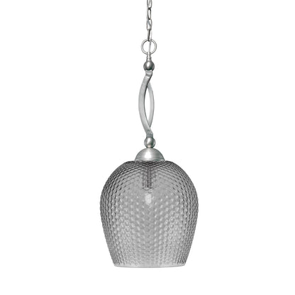 Toltec Bow 12in 1-Light Pendant | Brushed Nickel Steel and Smoke Textured Glass | Kitchen Island & Dining Room | 12 x 12 x 26.25 in | Model 271-BN-4202
