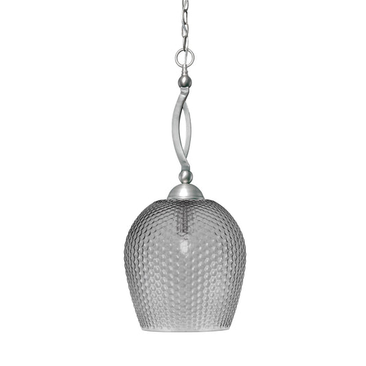 Toltec Bow 12in 1-Light Pendant | Brushed Nickel Steel and Smoke Textured Glass | Kitchen Island & Dining Room | 12 x 12 x 26.25 in | Model 271-BN-4202