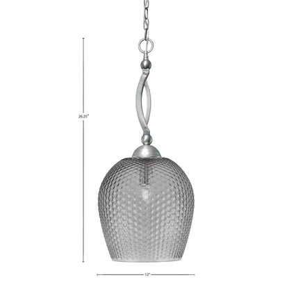 Toltec Bow 12in 1-Light Pendant | Brushed Nickel Steel and Smoke Textured Glass | Kitchen Island & Dining Room | 12 x 12 x 26.25 in | Model 271-BN-4202