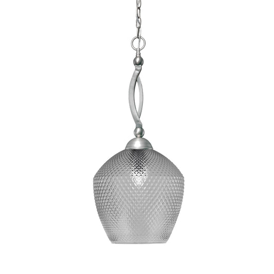 Toltec Bow 9in 1-Light Pendant | Brushed Nickel Steel and Smoke Textured Glass | Kitchen Island & Dining Room | 9 x 9 x 26.25 in | Model 271-BN-4222