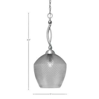Toltec Bow 9in 1-Light Pendant | Brushed Nickel Steel and Smoke Textured Glass | Kitchen Island & Dining Room | 9 x 9 x 26.25 in | Model 271-BN-4222