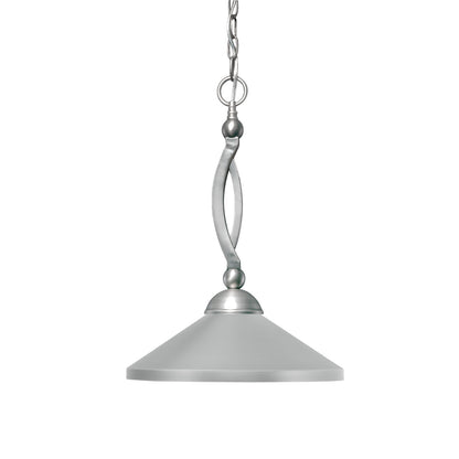Toltec Bow 16in 1-Light Pendant | Brushed Nickel Steel and Brushed Nickel Cone Metal Shade | Kitchen Island & Dining Room | 16 x 18.25 in | Model 271-BN-424-BN