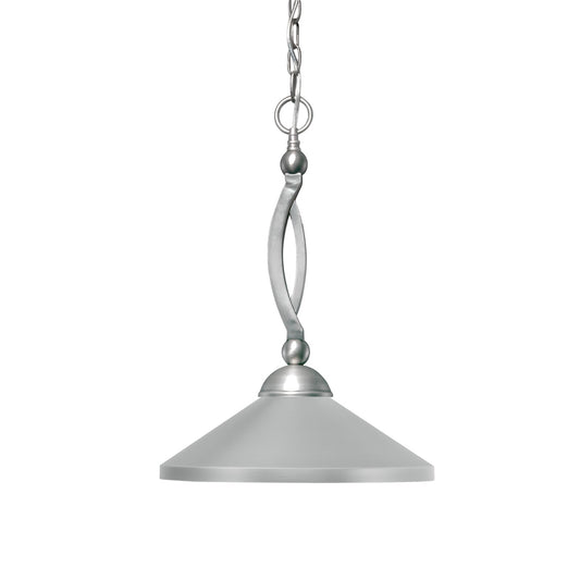 Toltec Bow 16in 1-Light Pendant | Brushed Nickel Steel and Brushed Nickel Cone Metal Shade | Kitchen Island & Dining Room | 16 x 18.25 in | Model 271-BN-424-BN