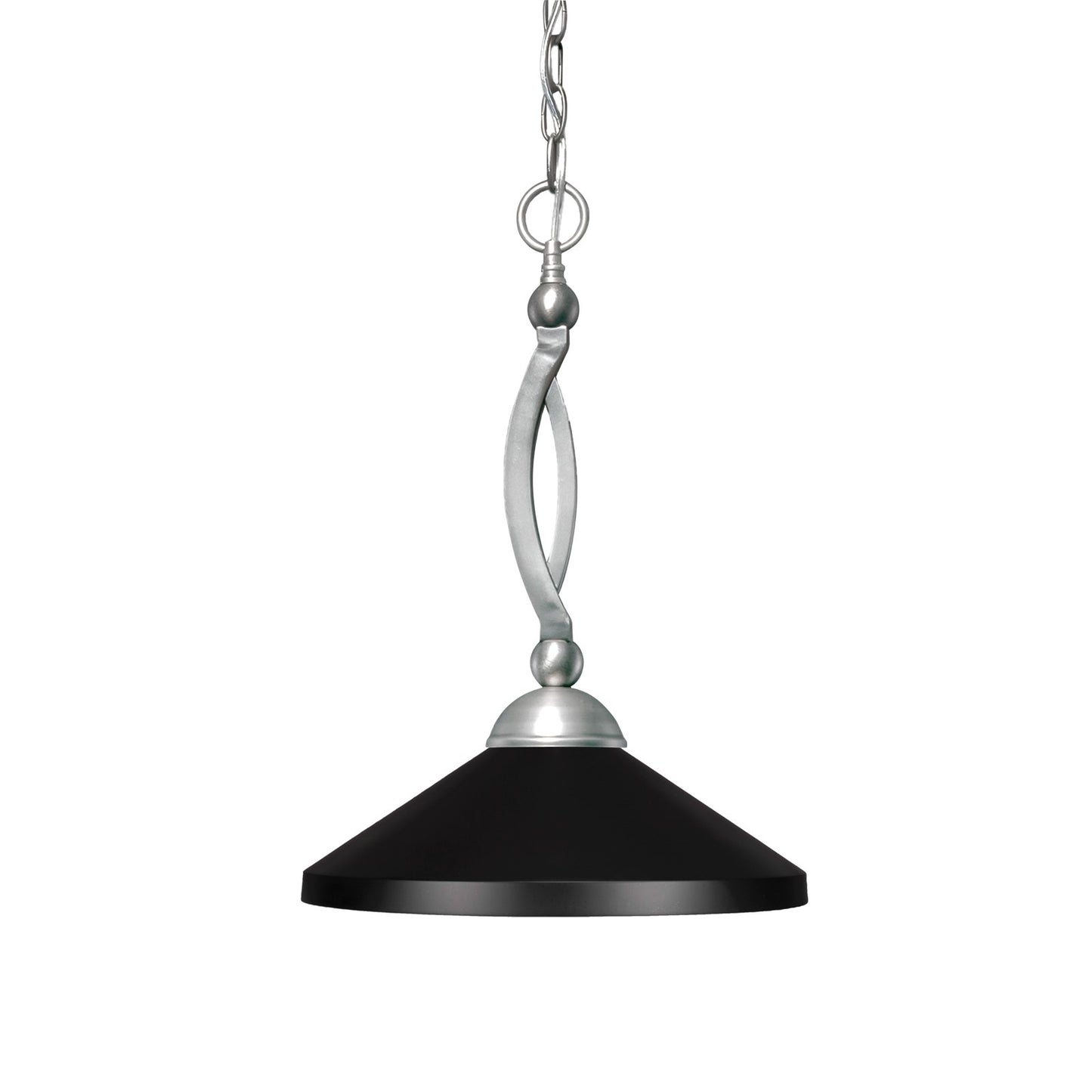 Toltec Bow 14in 1-Light Pendant | Brushed Nickel and Matte Black Cone Metal | Kitchen Island & Dining Room | 14 x 14 x 18.25 in | Model 271-BN-424-MB