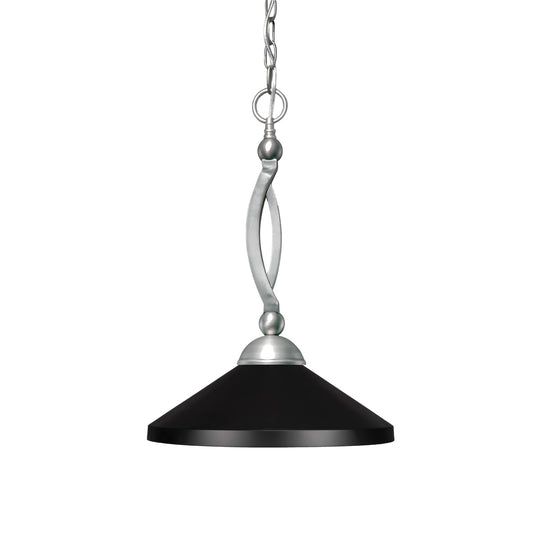 Toltec Bow 14in 1-Light Pendant | Brushed Nickel and Matte Black Cone Metal | Kitchen Island & Dining Room | 14 x 14 x 18.25 in | Model 271-BN-424-MB