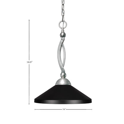 Toltec Bow 14in 1-Light Pendant | Brushed Nickel and Matte Black Cone Metal | Kitchen Island & Dining Room | 14 x 14 x 18.25 in | Model 271-BN-424-MB
