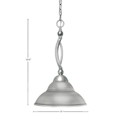 Toltec Bow 13in 1-Light Pendant | Brushed Nickel Double Bubble Metal | Kitchen Island & Dining Room | 13 x 13 x 19.75 in | Model 271-BN-428-BN