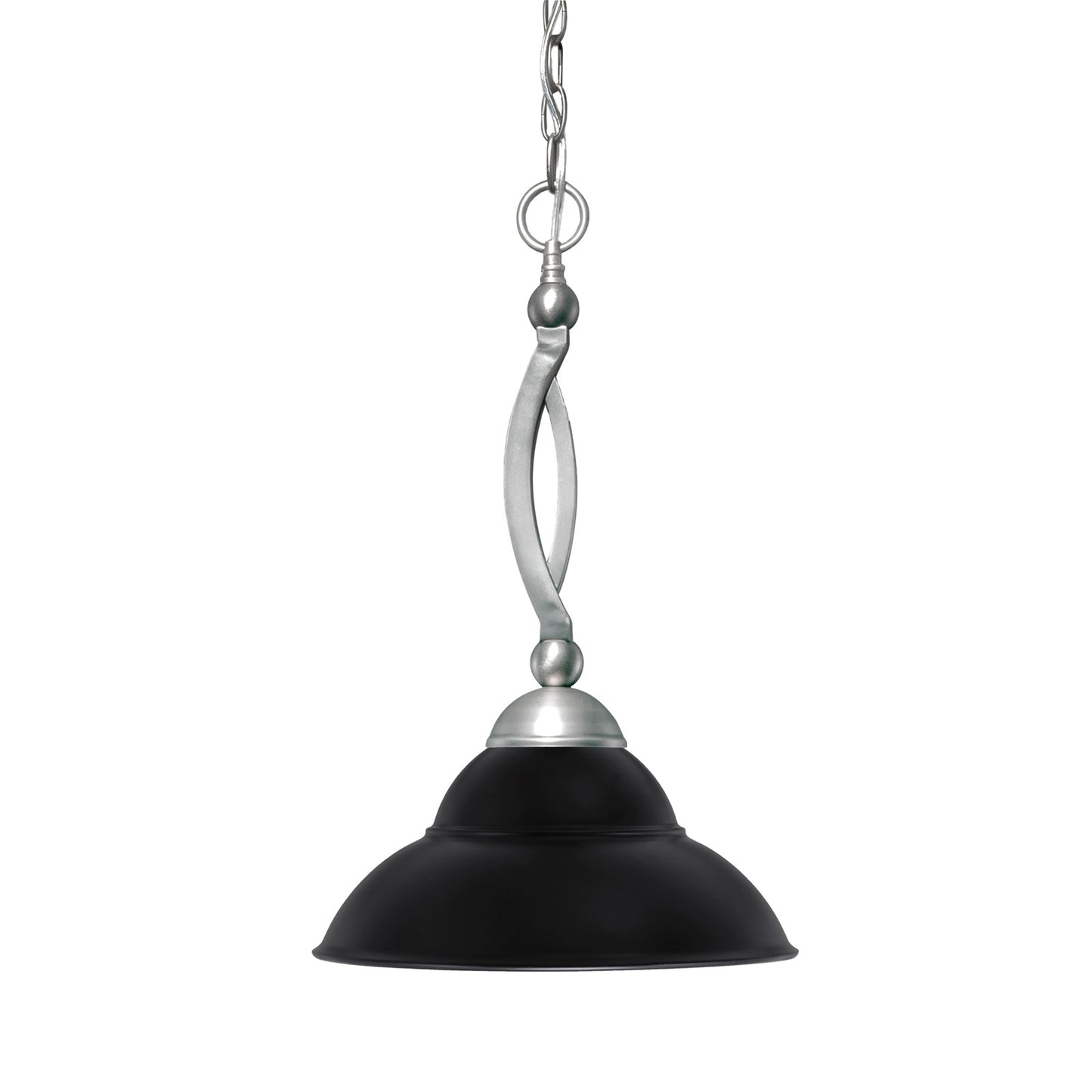 Toltec Bow 13in 1-Light Pendant | Brushed Nickel and Matte Black Double Bubble Metal | Kitchen Island & Dining Room | 13 x 13 x 19.75 in | Model 271-BN-428-MB