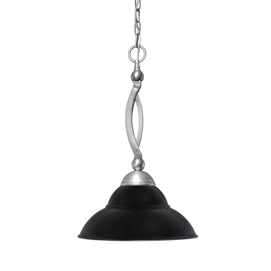 Toltec Bow 13in 1-Light Pendant | Brushed Nickel and Matte Black Double Bubble Metal | Kitchen Island & Dining Room | 13 x 13 x 19.75 in | Model 271-BN-428-MB