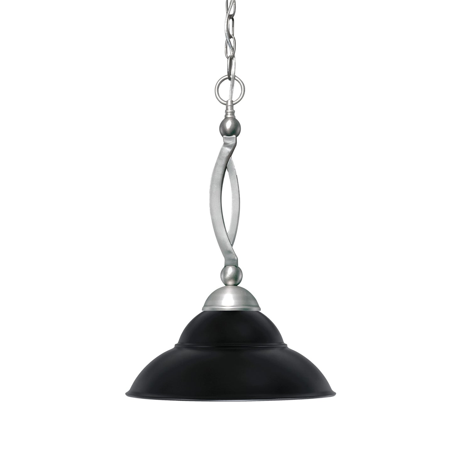Toltec Bow 16in 1-Light Pendant | Brushed Nickel and Matte Black Double Bubble Glass | Kitchen Island & Dining Room | 16 x 16 x 20.5 in | Model 271-BN-429-MB