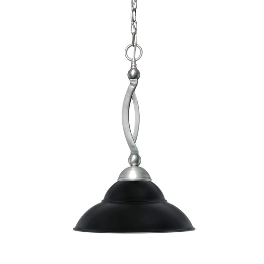 Toltec Bow 16in 1-Light Pendant | Brushed Nickel and Matte Black Double Bubble Glass | Kitchen Island & Dining Room | 16 x 16 x 20.5 in | Model 271-BN-429-MB