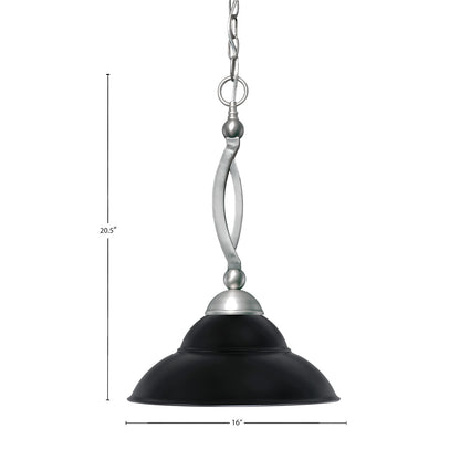 Toltec Bow 16in 1-Light Pendant | Brushed Nickel and Matte Black Double Bubble Glass | Kitchen Island & Dining Room | 16 x 16 x 20.5 in | Model 271-BN-429-MB