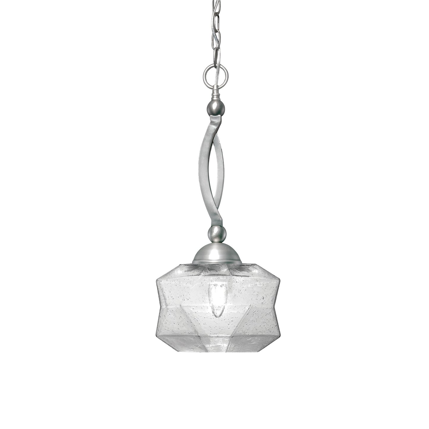 Toltec Bow 9in 1-Light Pendant | Brushed Nickel Steel and Smoke Bubble Glass | Kitchen & Dining Room | 9 x 9 x 20.25 in | Model 271-BN-4492